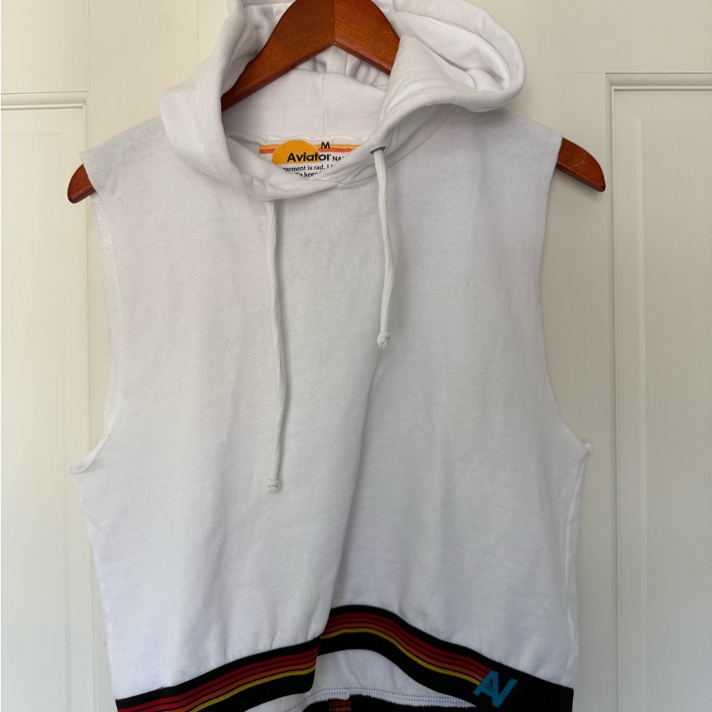 Aviator Nation sleeveless crop pullover hoodie